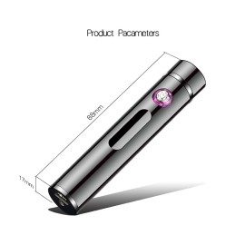Encendedor Electrónico Negro Fino De Plasma Usb Stick Doble Arco